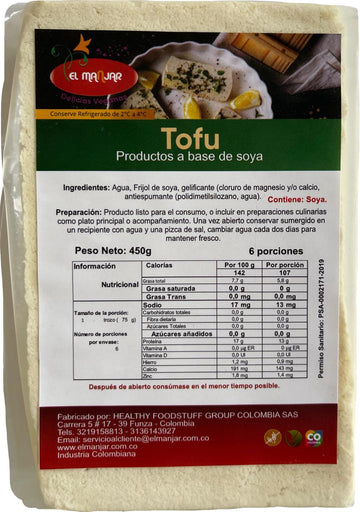 TOFU NATURAL El Manjar x 450 g. (Venta Sólo en Bogotá)
