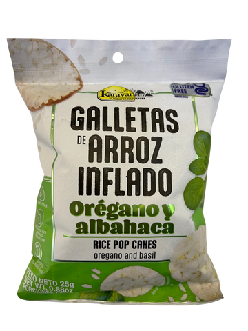 GALLETAS DE ARROZ INFLADO CON OREGANO Y ALBAHACA Karavansay x 25 g