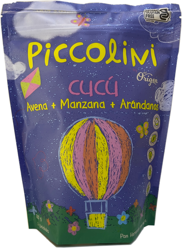 PAN PICCOLINI CUCÚ (Avena + Manzana + Arándanos), Del Origen x 10 Unids. (Sólo Venta en Bogotá)