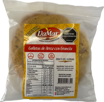 GALLETAS DE ARROZ CON GRANOLA Damar x 2 Unidades