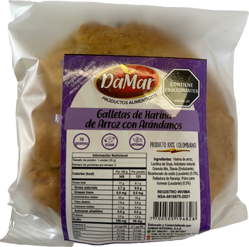 GALLETAS DE ARROZ CON ARANDANOS Damar x 2 Unidades
