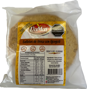 GALLETAS DE ARROZ CON AJONJOLI, Damar x 2 Unidades