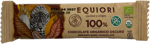 TABLETA CHOCOLATE ORGÁNICO 100% CACAO, SIN AZÚCAR, Equiori x 11 g.