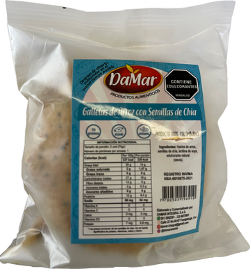 GALLETAS DE ARROZ CON SEMILLAS DE CHIA, Damar x 2 Unidades