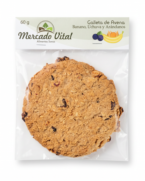 GALLETA DE AVENA CON BANANO, UCHUVA Y ARÁNDANOS Mercado Vital X 60 g.