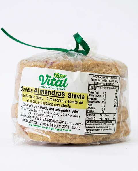 Galleta Almendras Stevia Vital x 5 Unidades 220 g
