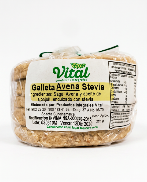 Galleta Avena Stevia Vital x 5 Unidades x 220 g.