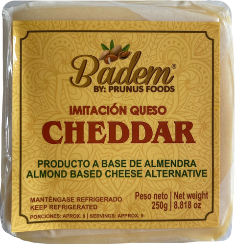 QUESO DE ALMENDRAS BADEM, Imitación Tipo Cheddar Tajado x 250 g (Sólo Venta en Bogotá)