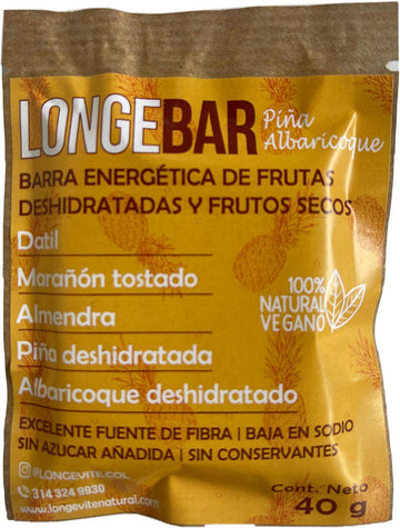 BARRA ENERGÉTICA LongeBar, Piña - Albaricoque x 40 g