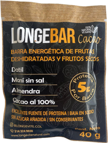 BARRA ENERGÉTICA LongeBar, Cacao x 40 g