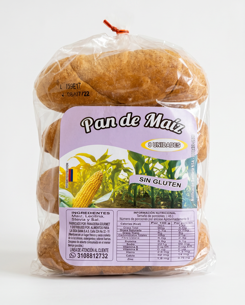 PAN DE MAIZ ROLLO, Vida Sana x 8 Unids.