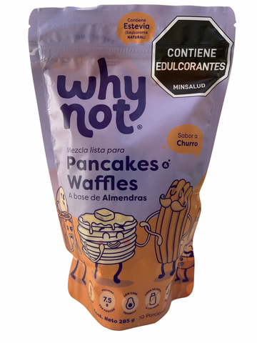 MEZCLA PARA PANCAKES Y WAFFLES A BASE DE ALMENDRAS, Sabor a Churro Why Not x 285 g.