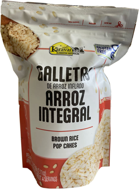 GALLETA DE ARROZ INTEGRAL INFLADO Karavansay x 60 g