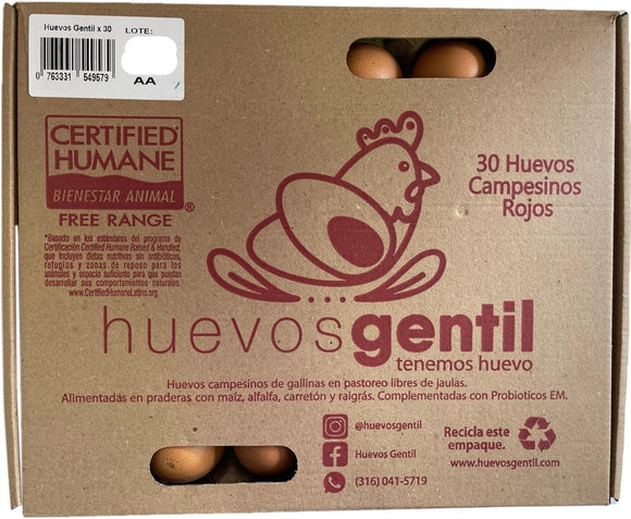 HUEVOS CAMPESINOS ROJOS, Gentil Tipo AA x 30 Unds.