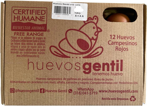 HUEVOS CAMPESINOS ROJOS, Gentil Tipo AA x 12 Unds.
