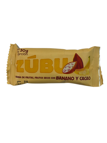 BARRA DE FRUTAS, FRUTOS SECOS Con Banano y Cacao ZÚBU X 30 g