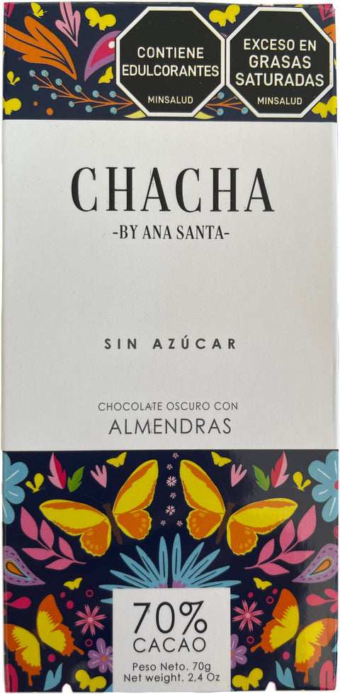 CHOCOLATE OSCURO CON ALMENDRAS, Chacha X 70g