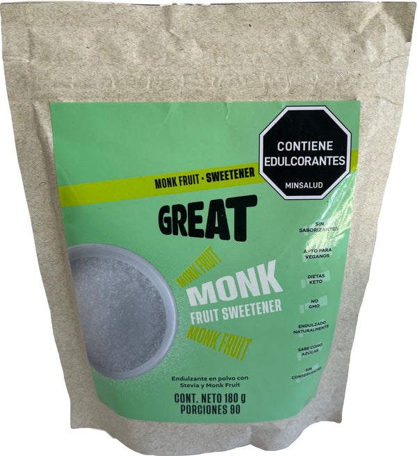 ENDULZANTE MONK FRUIT Great Sweet x 180 g.