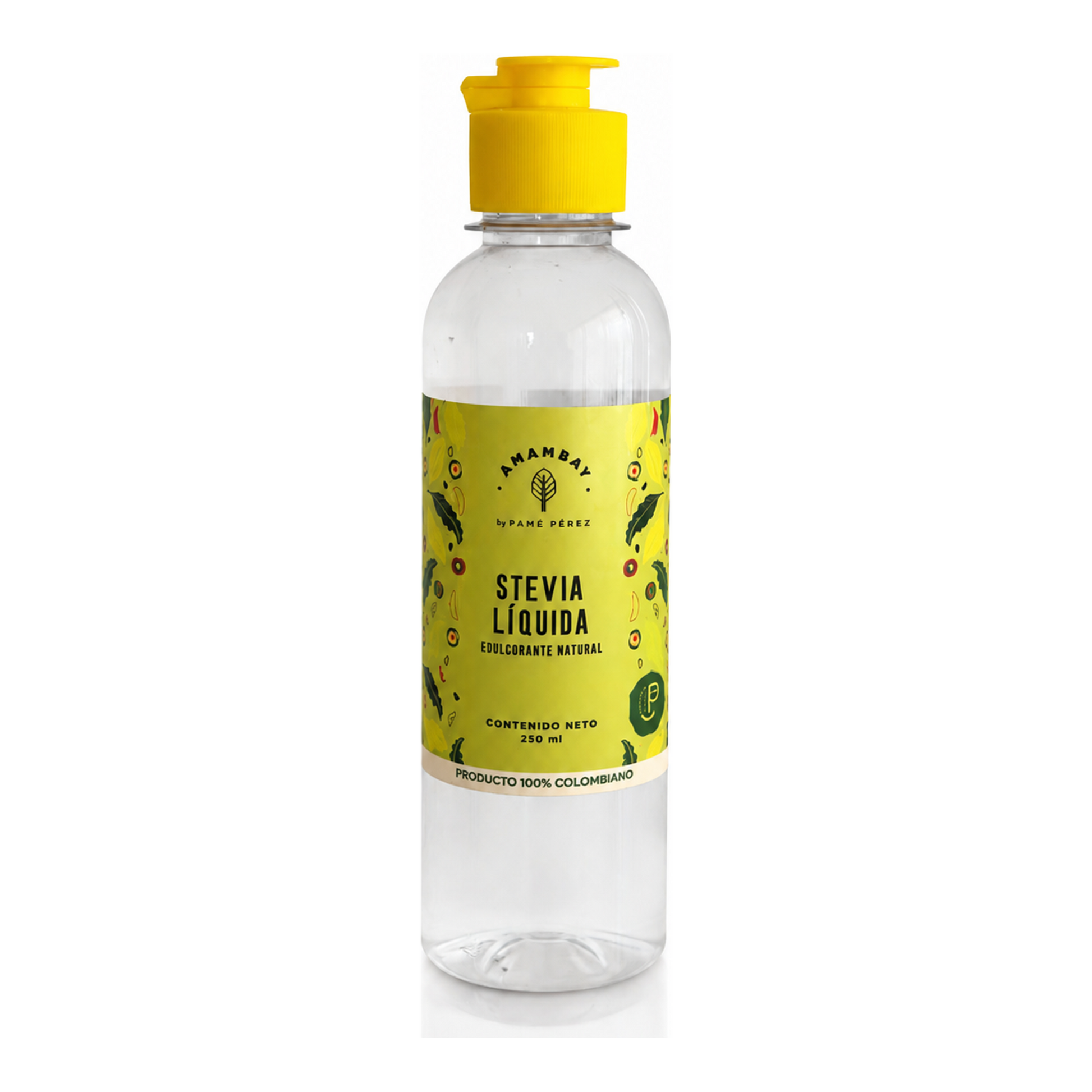 Stevia Líquida AMAMBAY by Pamé Pérez 250 ml, edulcorante natural sin aditivos, producto 100% colombiano
