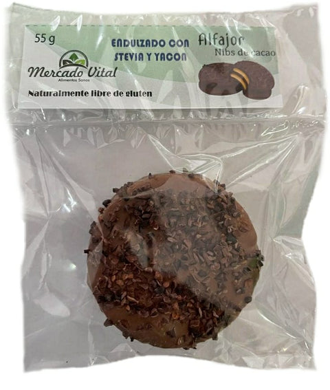 ALFAJOR CON NIBS DE CACAO SIN GLUTEN, Mercado Vital x 55 g