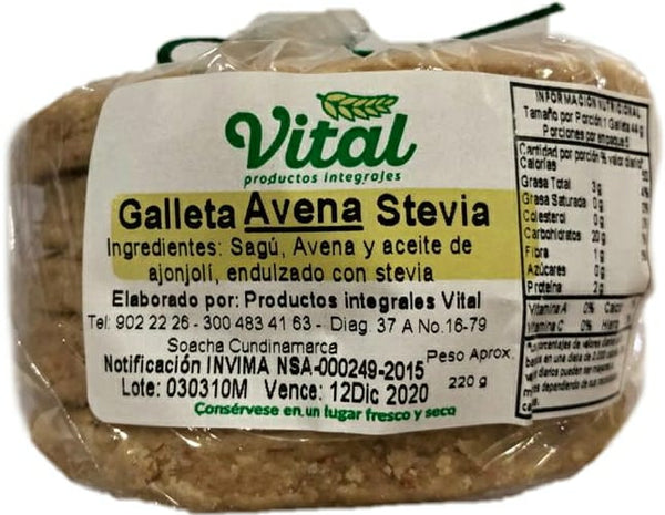 Galleta Avena Stevia Vital x 5 Unidades x 220 g.
