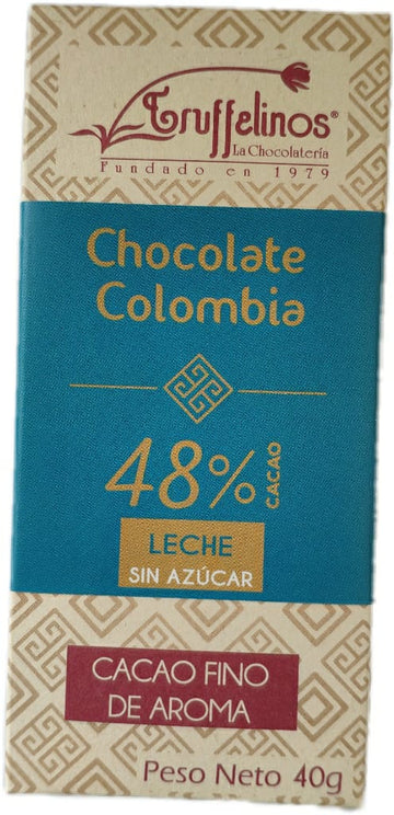 Tableta Chocolate con Leche Truffelinos Sin Azúcar 48% x 40 g.