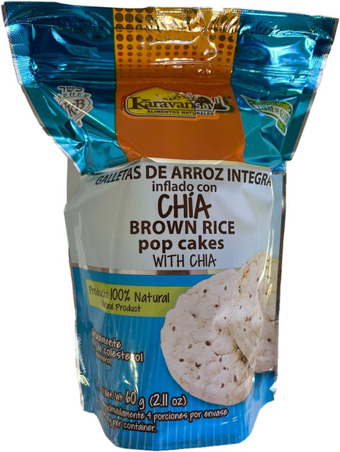 GALLETAS DE ARROZ INTEGRAL INFLADO CON CHIA Karavansay x 60 g.