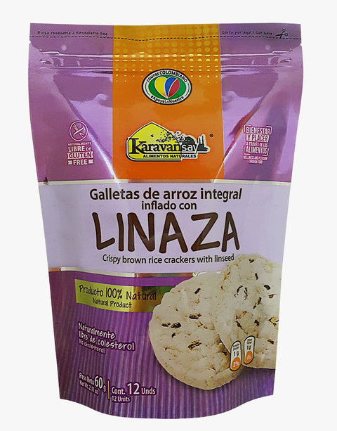 GALLETAS DE ARROZ INTEGRAL INFLADO CON LINAZA Karavansay x 60 g.