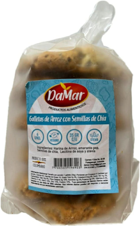 GALLETAS DE ARROZ CON SEMILLA DE CHÍA Damar x 190 g.