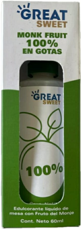 ENDULZANTE MONK FRUIT Great Sweet 100% en gotas x 60 ml