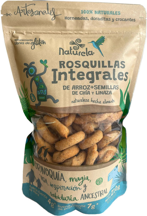 ROSQUILLAS INTEGRALES DE ARROZ + CHIA Y LINAZA  Naturela x 190 g.