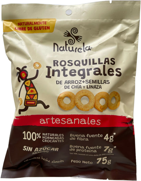 ROSQUILLAS INTEGRALES DE ARROZ + CHIA Y LINAZA  Naturela x 75 g.