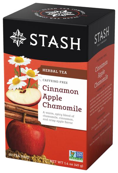 INFUSIÓN DE CANELA, FLOR DE JAMAICA Y MANZANILLA CON SABOR A MANZANA SIN CAFEÍNA STASH X 20 Bolsas