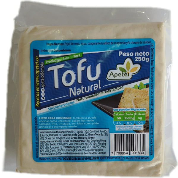 TOFU NATURAL Apetei x 250 g. (Venta Sólo en Bogotá)