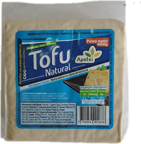 TOFU NATURAL Apetei x 400 g. (Venta Sólo en Bogotá)