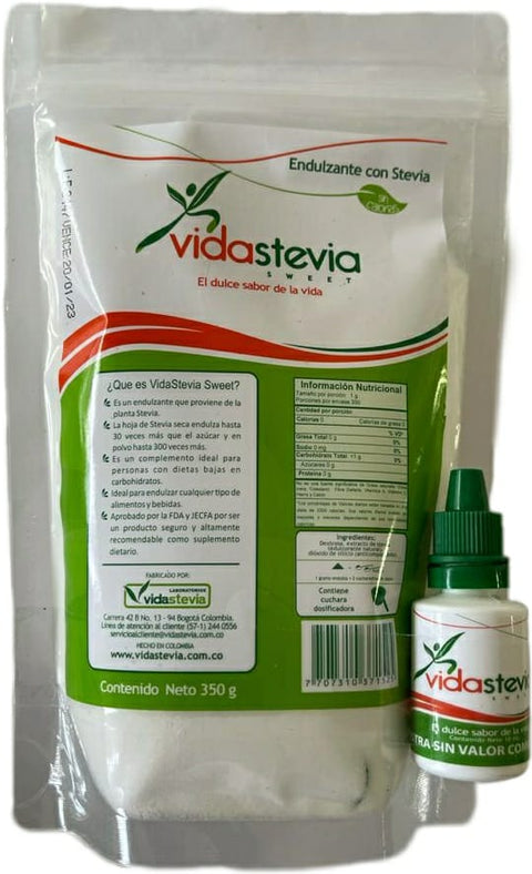 ENDULZANTE CON STEVIA EN POLVO, Vida Stevia, Bolsa x 350 g.
