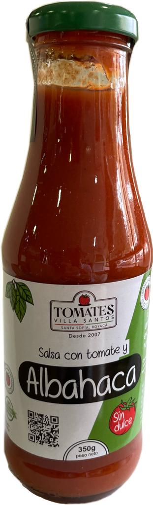 SALSA DE TOMATE ORGÁNICA CON ALBAHACA Villa Santos x 350 g.