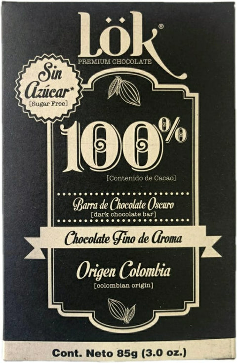 TABLETA CHOCOLATE OSCURO LOK 100% X 85 g.
